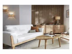 Best Sofá diseño 3 plazas roto patas madera FJORD Sofá Escandinavo
