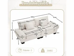 Merax Sofá doble moderno y sencillo - 224 x 81 x 81 cm - con edredón - terciopelo -