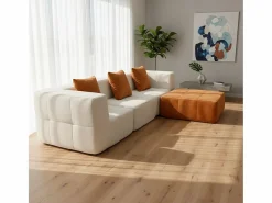 Outlet Sofá Eden Completo 3 plazas - blanco naranja Sofá - 3 Plazas|Sofá De Tela