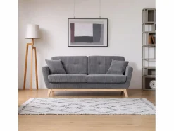 Concept-Usine Sofá escandinavo 3 plazas de terciopelo gris HOGA