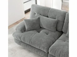 Online DripeX Sofá esquina 2 plazas + 2 poufs - con 4 cojines - tejido felpa - 220x145x81cm Gris
