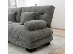 Online DripeX Sofá esquina 2 plazas + 2 poufs - con 4 cojines - tejido felpa - 220x145x81cm Gris