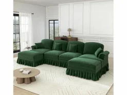 Sale Sofá Esquina Modular 4 Plazas en U - Chenille - Funda Extraíble y 2 Pufs - 350x140x93cm - Sofás Club
