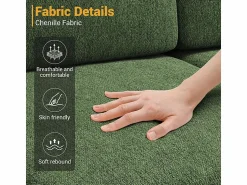 Discount Sofá Esquinero 3 Plazas en Chenilla - con Puff - Carga Máx. 650kg - 244x146x83cm - Todos Los Sofás|Sofá De Terciopelo