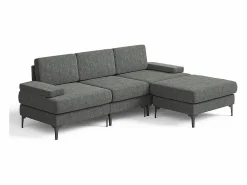 DripeX Sofá Esquinero 3 Plazas en Chenilla - con Puff - Carga Máx. 650kg - 244x146x83cm -