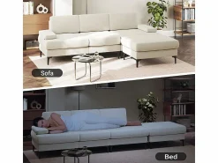 Clearance Sofá Esquinero 3 Plazas en Chenilla - con Puff - Carga Máx. 650kg - 244x146x83cm - Todos Los Sofás|Sofá De Terciopelo