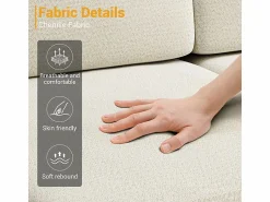 Clearance Sofá Esquinero 3 Plazas en Chenilla - con Puff - Carga Máx. 650kg - 244x146x83cm - Todos Los Sofás|Sofá De Terciopelo