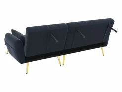 Outlet Hauss Spole Sofá esquinero convertible de 3 plazas - Terciopelo - Negro