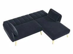 Outlet Hauss Spole Sofá esquinero convertible de 3 plazas - Terciopelo - Negro