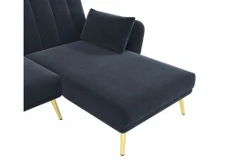 Outlet Hauss Spole Sofá esquinero convertible de 3 plazas - Terciopelo - Negro