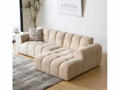 Outlet Sofá esquinero de 3 plazas en terciopelo con chaise longue derecha - Cómodo y diseño Todos Los Sofás