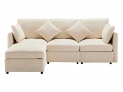 Clearance ModernLuxe Sofá esquinero de 3 plazas - con reposapiés modular - chenilla - Beige
