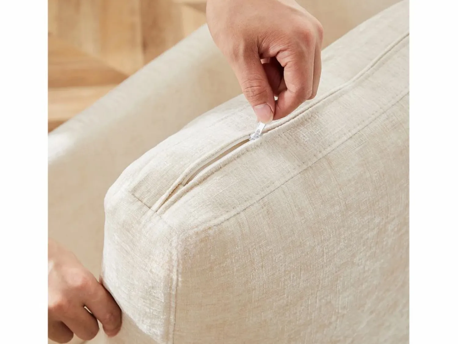 Clearance ModernLuxe Sofá esquinero de 3 plazas - con reposapiés modular - chenilla - Beige