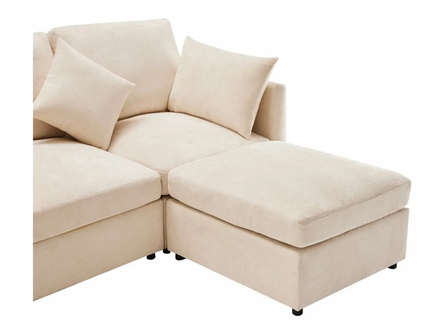 Clearance ModernLuxe Sofá esquinero de 3 plazas - con reposapiés modular - chenilla - Beige
