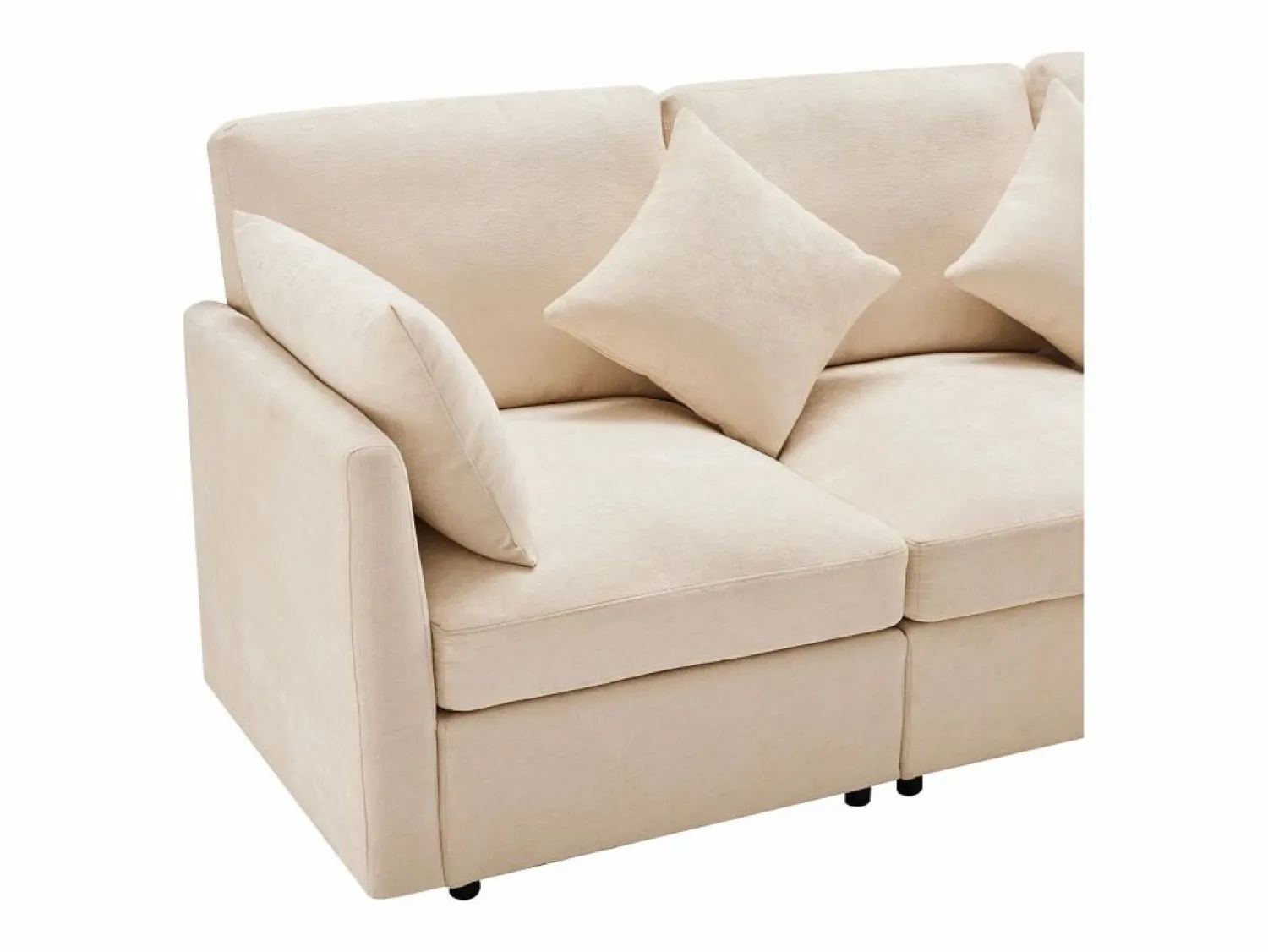 Clearance ModernLuxe Sofá esquinero de 3 plazas - con reposapiés modular - chenilla - Beige