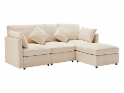 Clearance ModernLuxe Sofá esquinero de 3 plazas - con reposapiés modular - chenilla - Beige