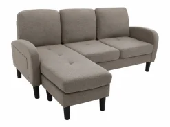 New Sofá esquinero de 3 plazas con chaise longue - 185 x 118 x 82 cm - tejido transpirable de algodón y lino - oscuro antiguo Sofá Vintage|Sofá - 3 Plazas