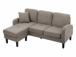 New Sofá esquinero de 3 plazas con chaise longue - 185 x 118 x 82 cm - tejido transpirable de algodón y lino - oscuro antiguo Sofá Vintage|Sofá - 3 Plazas