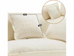 Hot ModernLuxe Sofá esquinero de chenilla de 3 plazas con reposapiés modular - Beige