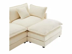 Hot ModernLuxe Sofá esquinero de chenilla de 3 plazas con reposapiés modular - Beige