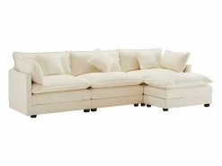 Hot ModernLuxe Sofá esquinero de chenilla de 3 plazas con reposapiés modular - Beige