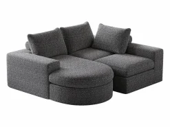 Outlet Sofá esquinero - Sofá de 3 plazas con 3 cojines y 2 reposacabezas - chenilla Gris
