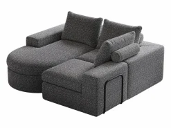 Outlet Sofá esquinero - Sofá de 3 plazas con 3 cojines y 2 reposacabezas - chenilla Gris