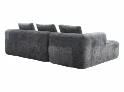 Online Sofá esquinero - Sofá recto con bolsillos de almacenamiento y 3 cojines - con chaise longue y reposabrazos Gris