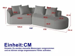 Hot Sofá esquinero - Sofá de 4 plazas con 4 cojines decorativos y respaldo - chenilla Todos Los Sofás|Sofá - 3 Plazas