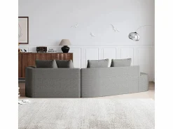 Sale Sofá Esquinero Izquierdo Moderno Súper Grande 4 Plazas, con 4 Cojines, Chaise Longue Curva, Tejido Chenilla, Sofás Club