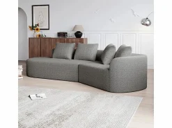 Sale Sofá Esquinero Izquierdo Moderno Súper Grande 4 Plazas, con 4 Cojines, Chaise Longue Curva, Tejido Chenilla, Sofás Club