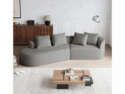 Sale Sofá Esquinero Izquierdo Moderno Súper Grande 4 Plazas, con 4 Cojines, Chaise Longue Curva, Tejido Chenilla, Sofás Club