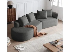 Sale DripeX Sofá Esquinero Izquierdo Moderno Súper Grande 4 Plazas, con 4 Cojines, Chaise Longue Curva, Tejido Chenilla, Gris antracita