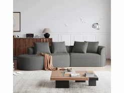 Sale DripeX Sofá Esquinero Izquierdo Moderno Súper Grande 4 Plazas, con 4 Cojines, Chaise Longue Curva, Tejido Chenilla, Gris antracita