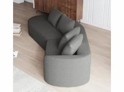 Sale DripeX Sofá Esquinero Izquierdo Moderno Súper Grande 4 Plazas, con 4 Cojines, Chaise Longue Curva, Tejido Chenilla, Gris antracita