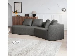 Sale DripeX Sofá Esquinero Izquierdo Moderno Súper Grande 4 Plazas, con 4 Cojines, Chaise Longue Curva, Tejido Chenilla, Gris antracita