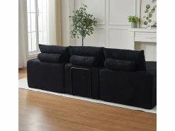 Clearance Sofá Esquinero Modular 3 Plazas, con Chaise Longue Curva Reversible, 3 Cojines y Almohadas Cervicales, Tejido Chenilla, Sofás Club