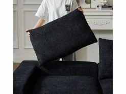 Clearance Sofá Esquinero Modular 3 Plazas, con Chaise Longue Curva Reversible, 3 Cojines y Almohadas Cervicales, Tejido Chenilla, Sofás Club