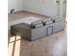 DripeX Sofá Esquinero Modular 3 Plazas, de Pana, con Chaise Longue Reversible, 3 Cojines y Almohadas Cervicales,