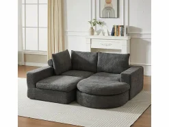 Discount Sofá Esquinero Modular 3 Plazas, con Chaise Longue Curva Reversible, 3 Cojines y Almohadas Cervicales, Tejido Chenilla, Sofá Modular|Sofás Club