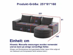 Discount Sofá Esquinero Modular 3 Plazas, con Chaise Longue Curva Reversible, 3 Cojines y Almohadas Cervicales, Tejido Chenilla, Sofá Modular|Sofás Club