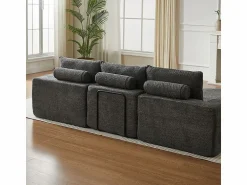 Discount Sofá Esquinero Modular 3 Plazas, con Chaise Longue Curva Reversible, 3 Cojines y Almohadas Cervicales, Tejido Chenilla, Sofá Modular|Sofás Club