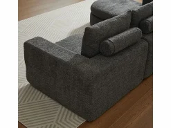 Discount Sofá Esquinero Modular 3 Plazas, con Chaise Longue Curva Reversible, 3 Cojines y Almohadas Cervicales, Tejido Chenilla, Sofá Modular|Sofás Club