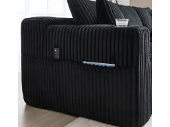 New Sofá Esquinero Modular 3 Plazas, de Pana, con Portavasos, Cojines y Bolsillos Laterales, Chaise Longue 118cm, Sofás Club