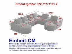 Hauss Spole Sofá esquinero modular de 6 plazas con chaise longue - Tejido chenilla - No requiere montaje
