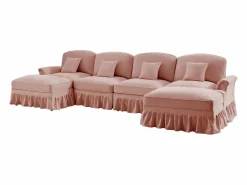 Sofá esquinero modular de 4 plazas convertible respaldo segmentado cojín móvil chenilla