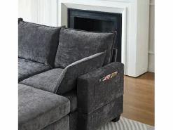 Discount Hauss Spole Sofá esquinero modular de 6 plazas con 6 compartimentos de almacenaje - Tejido chenilla Gris