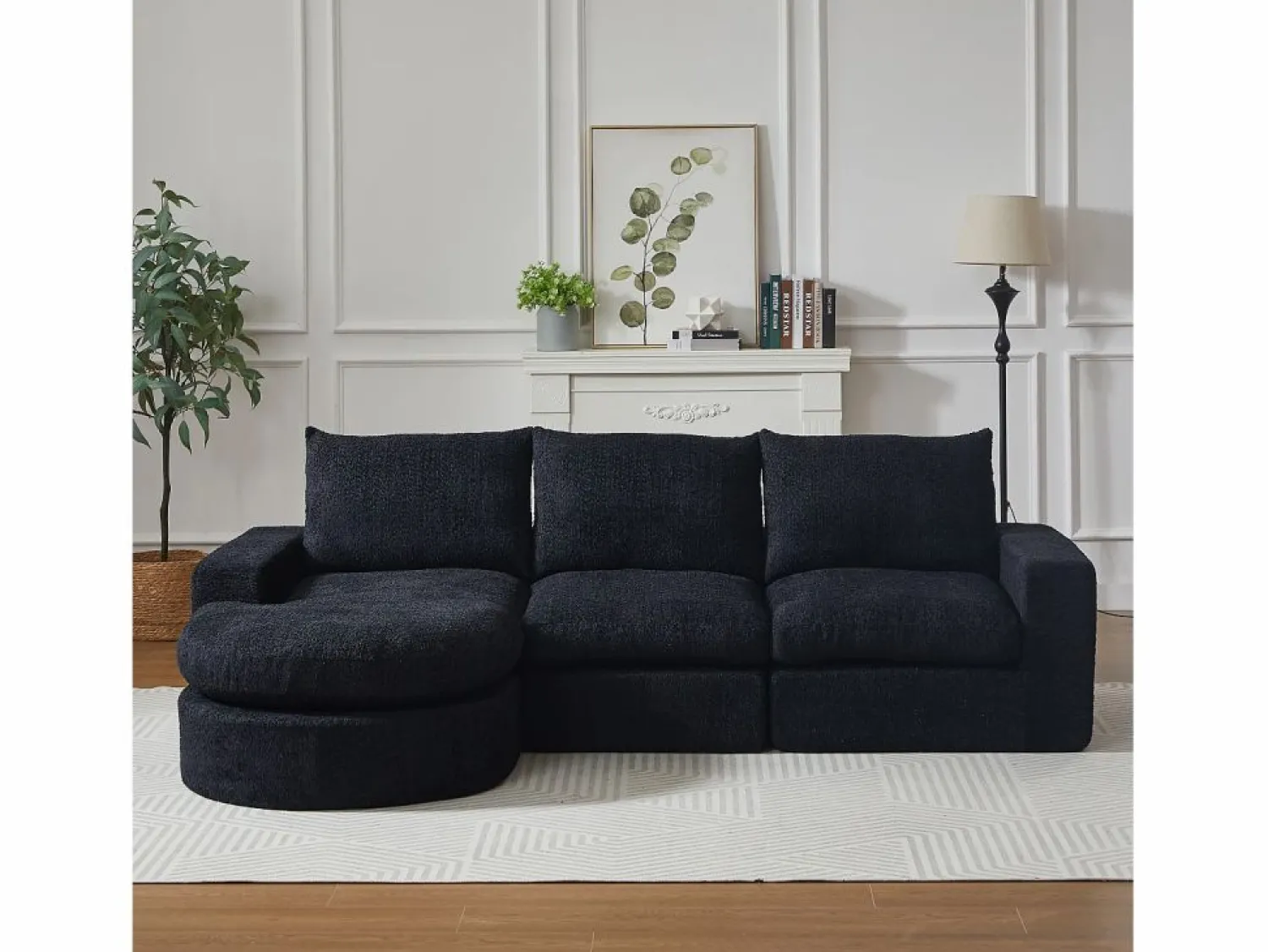 Clearance Sofá esquinero modular de 6 plazas con chaise longue - Tejido chenilla - No requiere montaje Sofá Modular