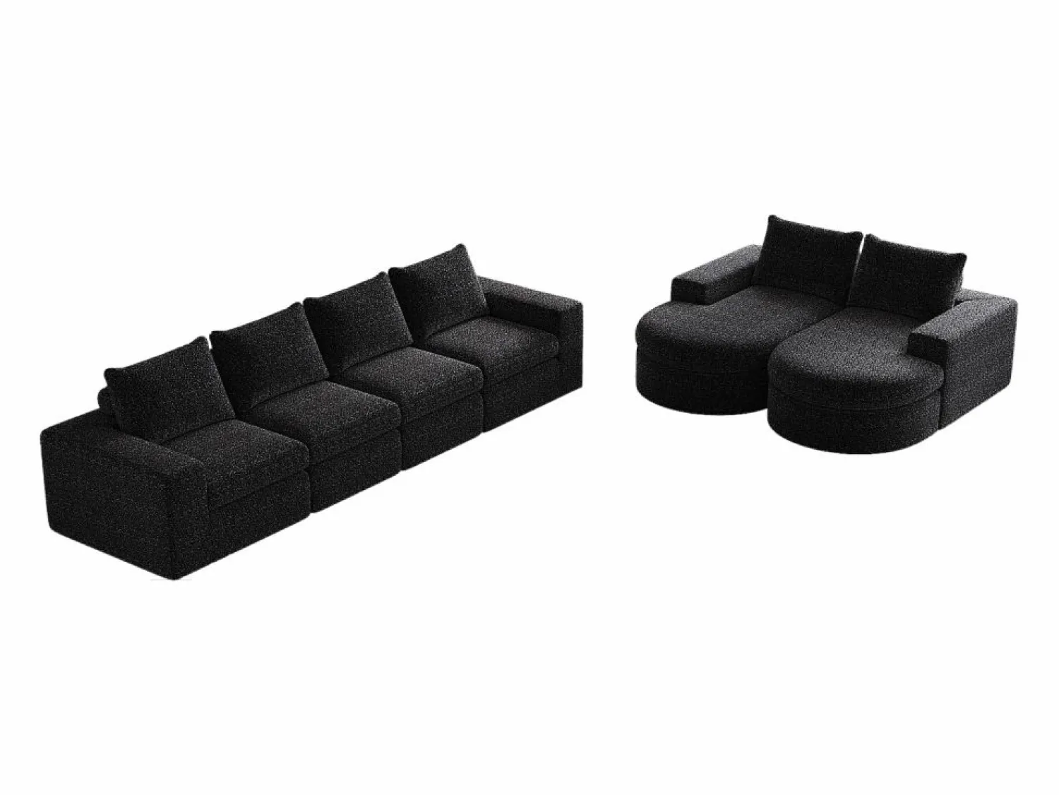 Clearance Sofá esquinero modular de 6 plazas con chaise longue - Tejido chenilla - No requiere montaje Sofá Modular
