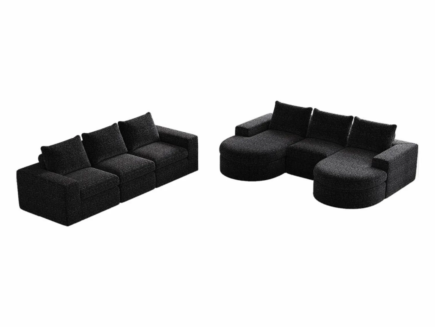 Clearance Sofá esquinero modular de 6 plazas con chaise longue - Tejido chenilla - No requiere montaje Sofá Modular